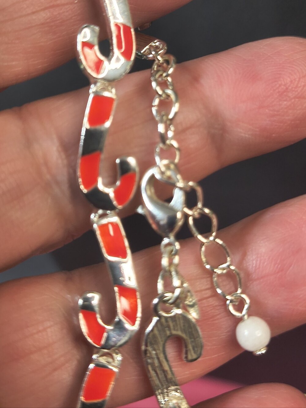 Signed Vintage SHB (Shofel Bros. Mfg. Co.) Candy Cane Bracelet! - Picture 7 of 11